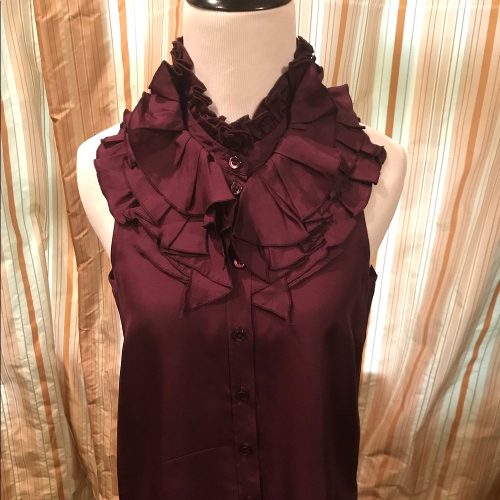 J. Crew Burgandy Silk Top 0
